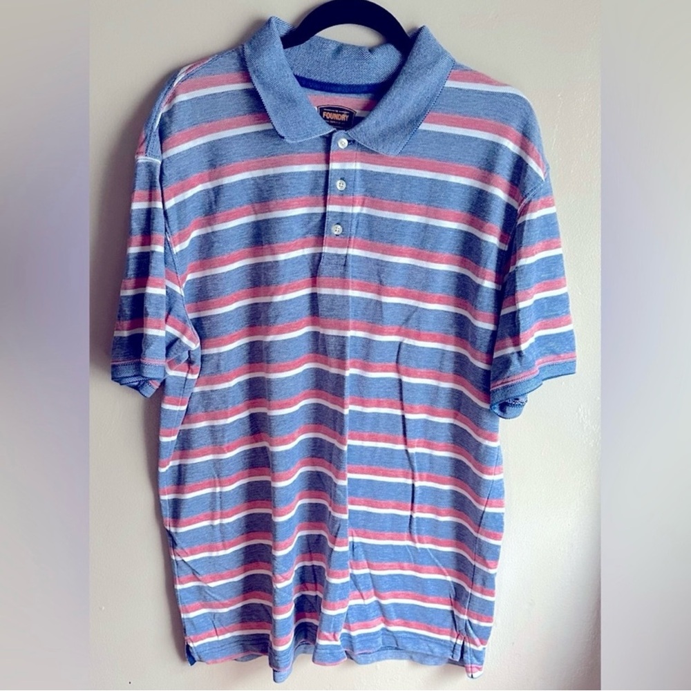 The Foundry Supply Co. Blue and Red Striped Shirt XLT